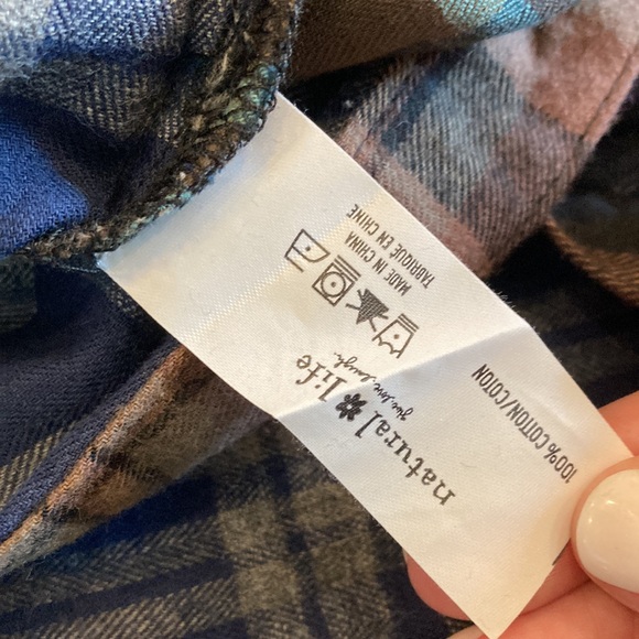 Natural Life 100% Cotton Flannel Esme Plaid Long Maxi Shirt Dress Navy Large - Picture 8 of 8